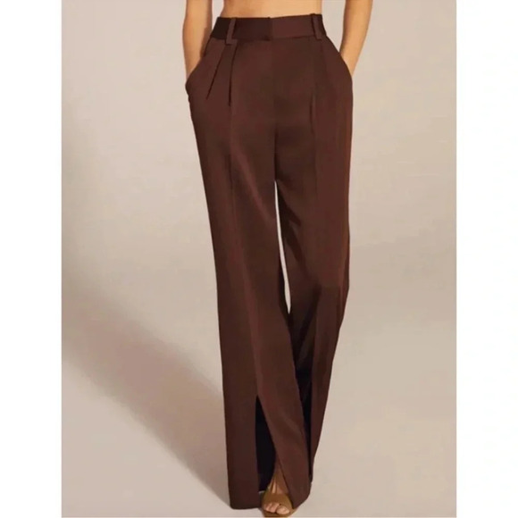 New Favorite Daughter Anthropologie The Favorite Pants Split High Rise Brown 0 - Picture 3 of 17